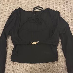Elegant Black Long Sleeve Women's Top